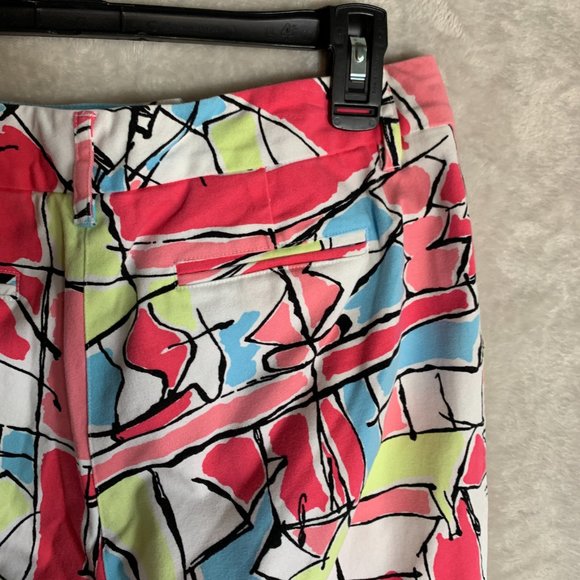 Talbots Capris Pants Size 10 Geometric Abstract Print Stretch Mid Rise Clean - Picture 4 of 9